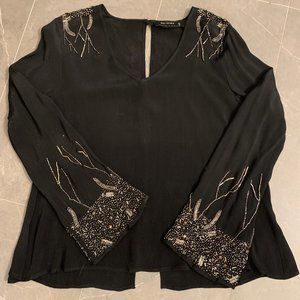 Religion Black Beaded Blouse